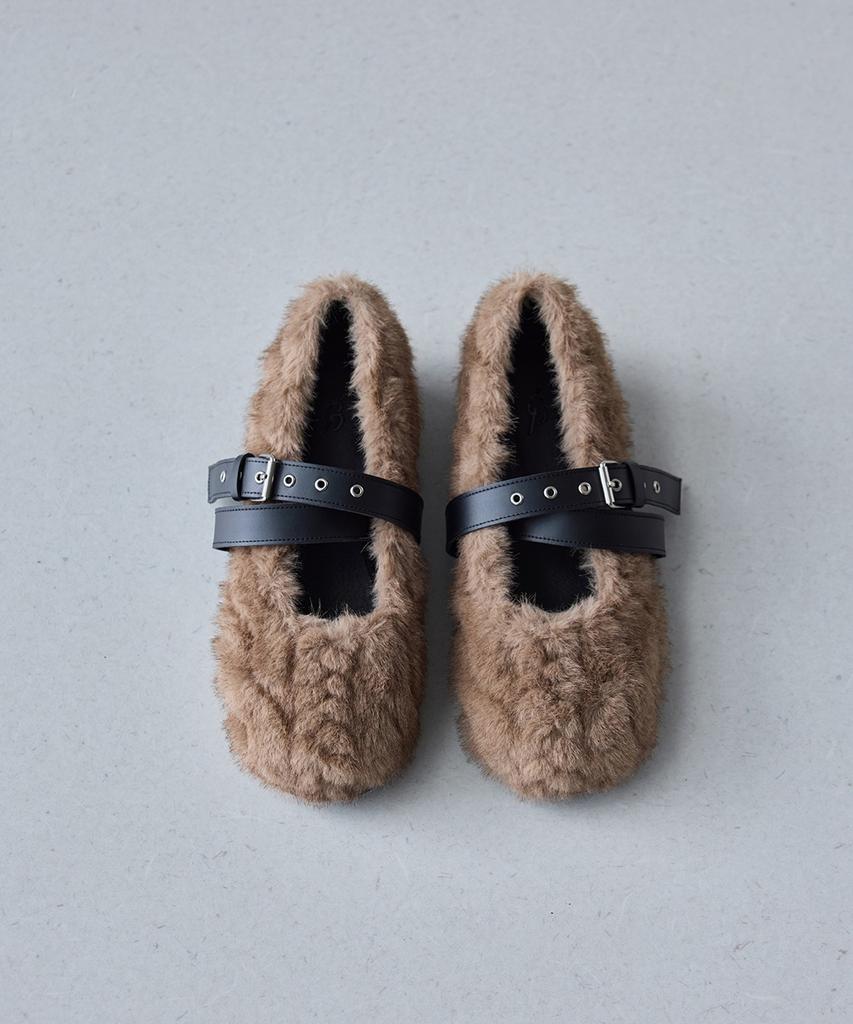 Epingler Strap Toe Flat - Knitted Fur