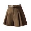 2024 Slimming Women's High Waist A-Line Woolen Pleated Skirt Pants for Winter