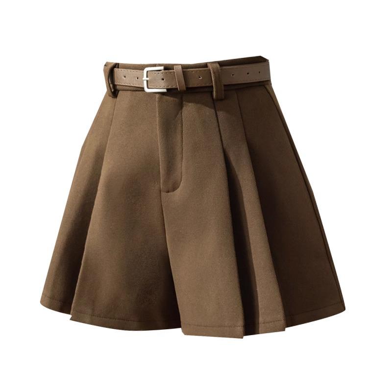 2024 Slimming Women's High Waist A-Line Woolen Pleated Skirt Pants for Winter