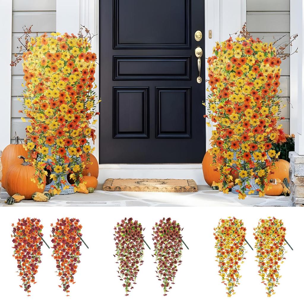 Artificial Flowers Outdoor Fall Imitation Green Plants For Porch Planters Thanksgiving Decoration - Fake Plants For Garden, Fireplace, Front Door