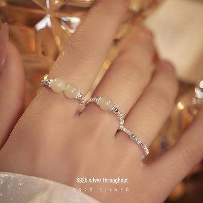 Δαχτυλίδι στοίβαξης από ασήμι S925 Banyan Tree με νεφρίτη Hetian για γυναίκες - Μοντέρνο στυλ 2024