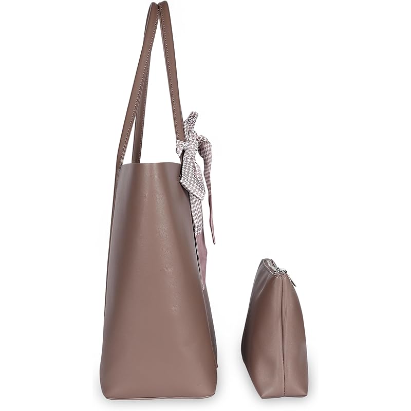 VOYAGER PARIS The Essential Office Tote bag for women | 15.6 inch laptop handbags for woman | Premium Vegan leather tote коричневый