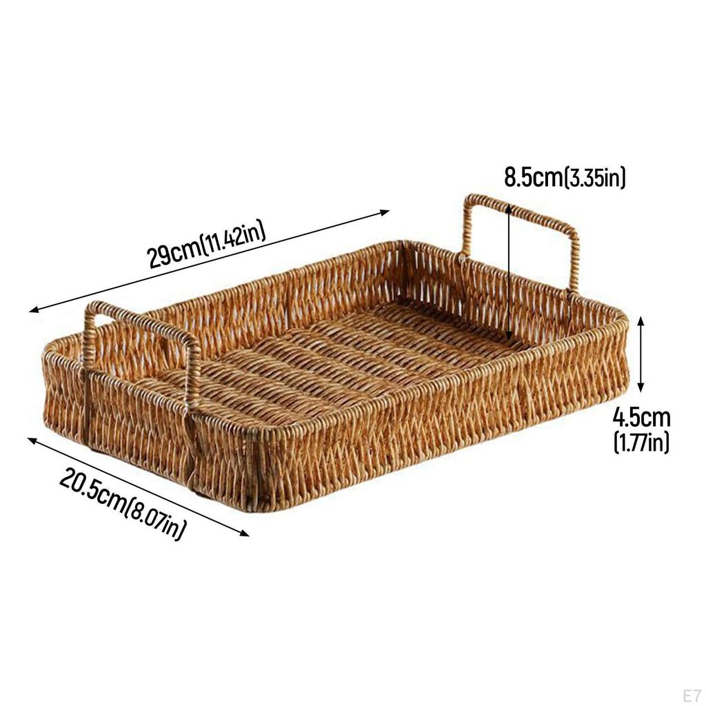 Farmhouse Hand Woven Serving Tray Entryway Keys Storage Trays Decorative Rustic Fruit Bowl Holder