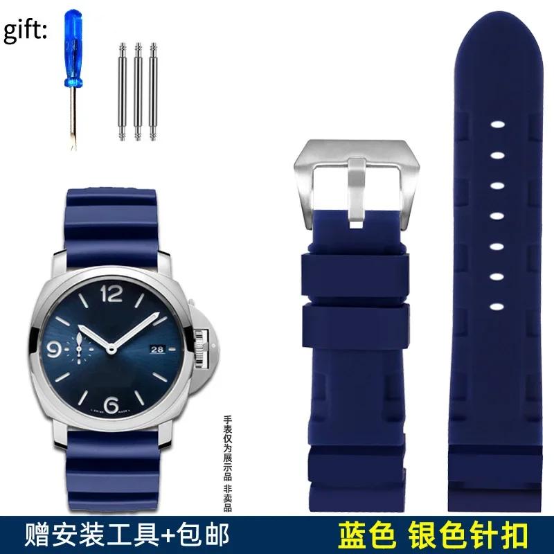 Watch Band For Panerai SUBMERSIBLE PAM 111 441 616 Soft Silicone Rubber 22mm 24mm Men Watch Strap Bracelet