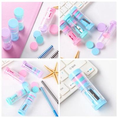 Candy Color Mini Pencil Sharpener and Erasers  Creative Stationery Environmental Pencil Sharpener St