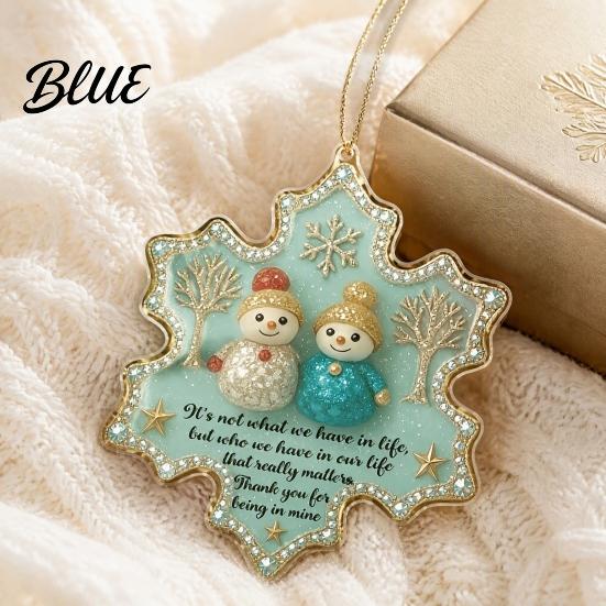 Transparent Acrylic Crafts Snowman Friend Hanging Ornament 2D Xmas Tree Decor with Warm Friendship Indoor Outdoor Message Car Rearview Mirror