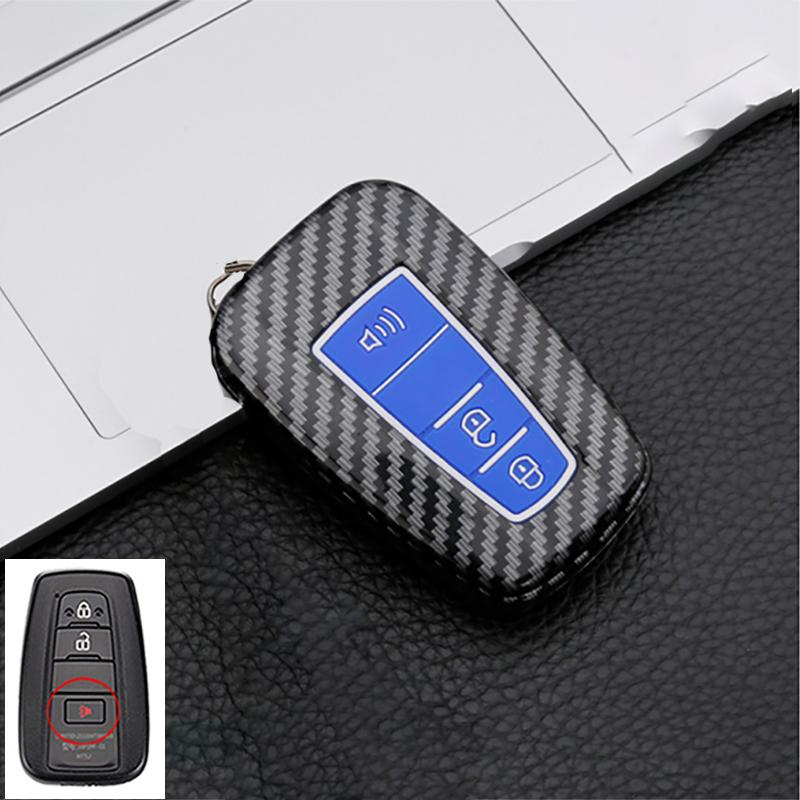 Carbon Fiber Auto Key Fob Case Cover Fit For Toyota C-Hr Chr Rav4 Rav 4 Corolla Camry Avalon Land Cruiser Prado Prius