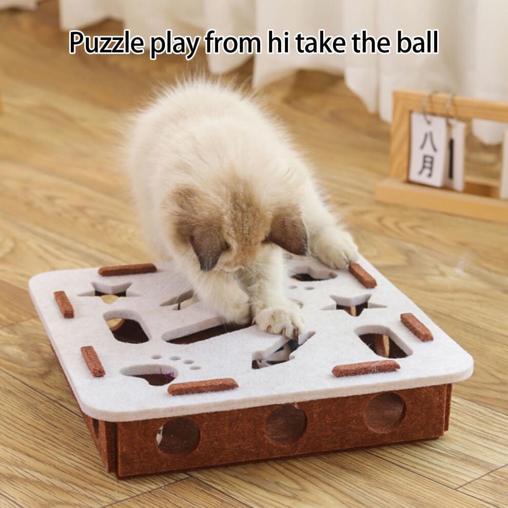 Chew Resistant Felt Cats Toy Interactive Puzzle Puzzle Box With 2 Bells For Indoor Play And Mental Stimulation