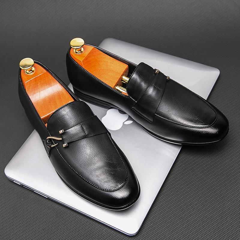 2025 Designer Fashion Mens Loafers Leather Handmade Black Brown Casual Business Dress Shoes Party Wedding Men's Footwear