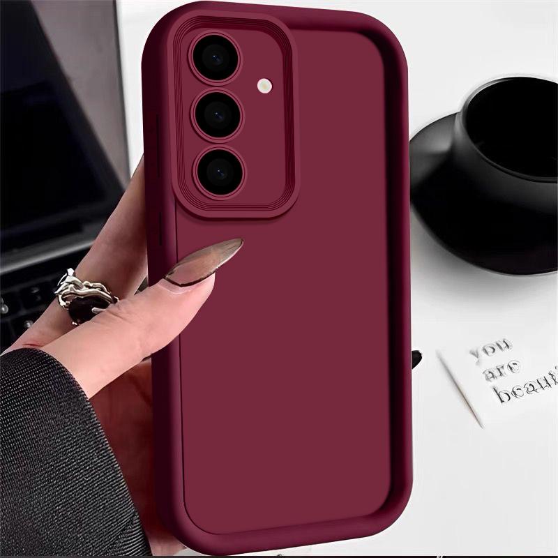 For Samsung S25 S24 S22 Ultra Plus S23 S21 S20 Fe A55 A54 A53 A52 A35 A34 A15 A14 5G Candy Solid Color Shockproof Lens Protection Silicone Soft Case