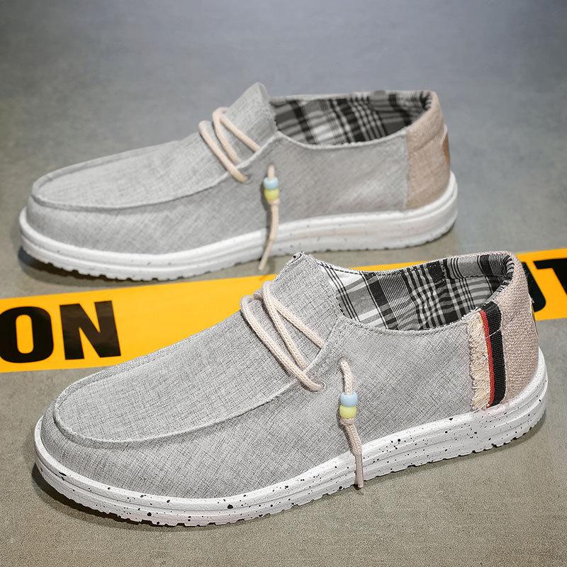 

Мужские повседневные туфли-лодочки Легкие слипоны для вождения Мужские низкие дышащие парусиновые туфли Мужские лоферы 2025 44