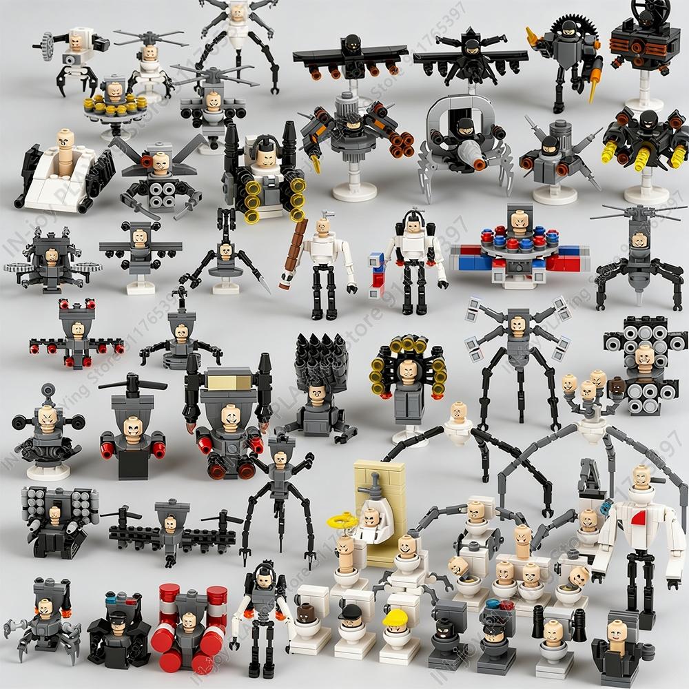 MOOXI Set di Figure Skibidi Toilet Man TvMan Cameraman Speakerman Blocchi da Costruzione Modello MOC Mattoncini Giocattoli per Adulti Bambini Regalo di Compleanno