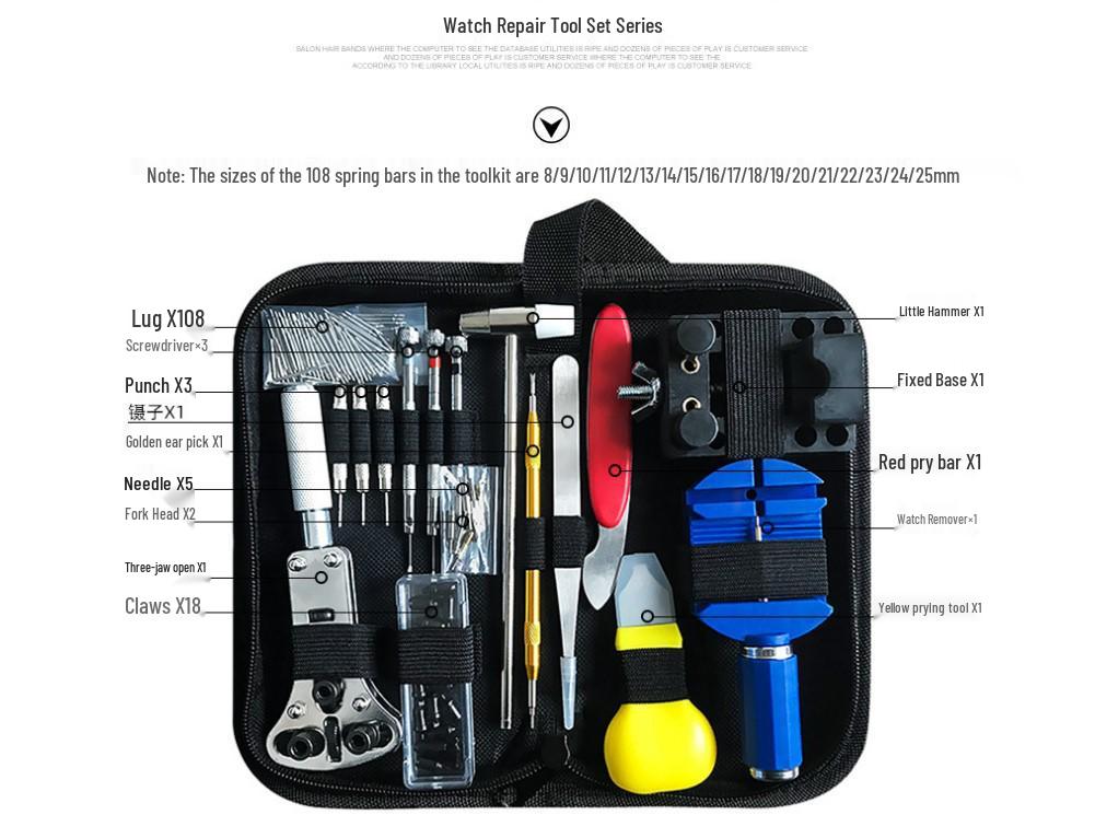 

Набір інструментів для ремонту годинників з 147 предметів - Повний домашній ремонтний набір з сумкою для інструментів
