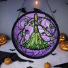 Halloween Suncatcher Decoration Spider Pumpkin Bat Witch Broom Ghost Stained Glass 2D Flat Acrylic Wall Window Hanging Sign Ornament