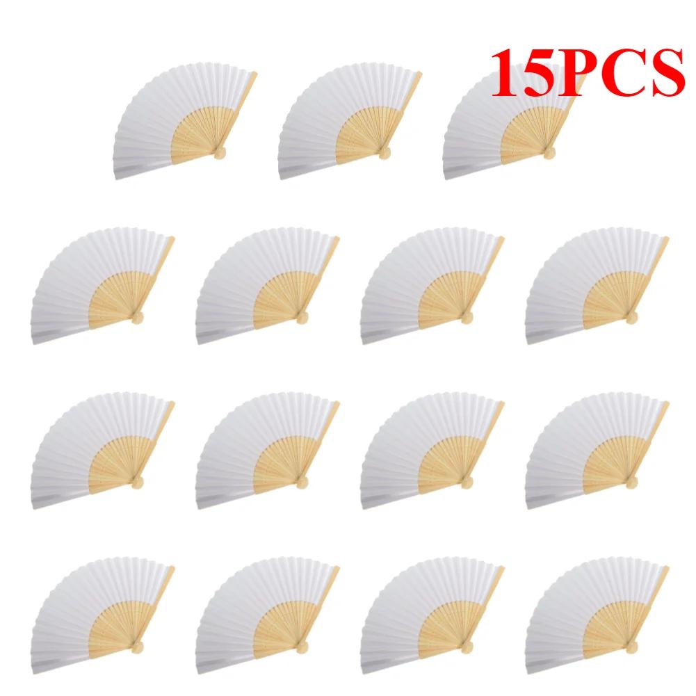Blank White DIY Paper Decorative Fans Hand Practice Paper Fan Portable Hand-painted Personalized Elegant for Dance Cosplay Props