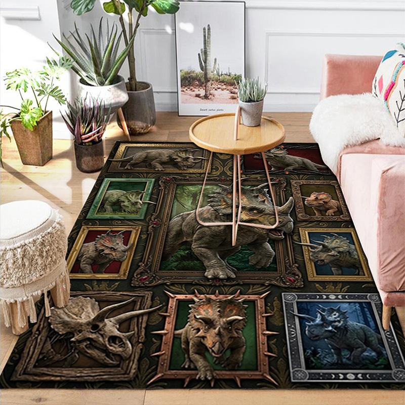 Triceratops Collection Pattern Rug Floor Mat for Living Room or Bedroom Soft and Comfortable Carpet a Gift for Birthday and Holiday.