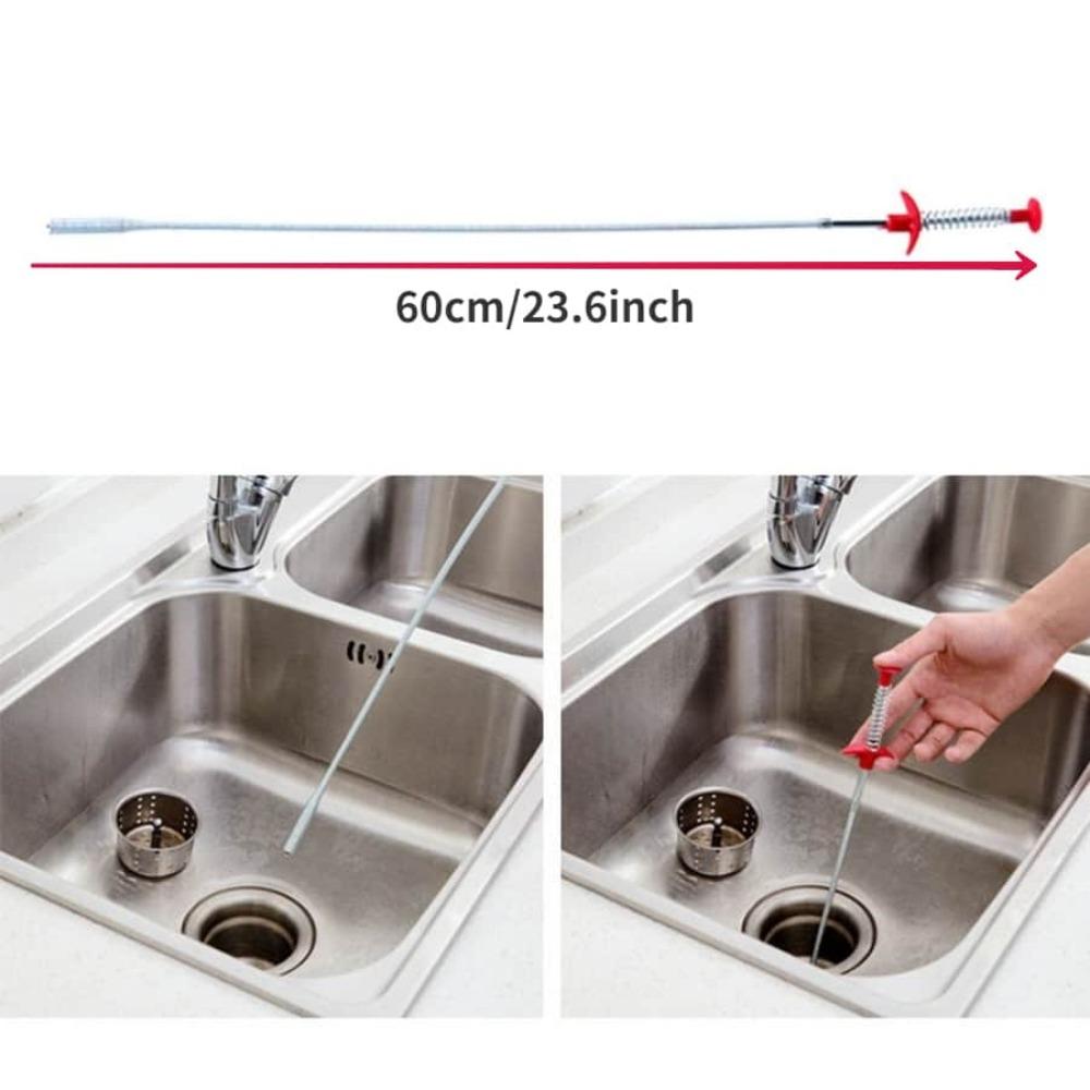 1pc Drain Clog Water Sink Cleaner Snake Unblocked Kitchen Bath Rod Hair Remover