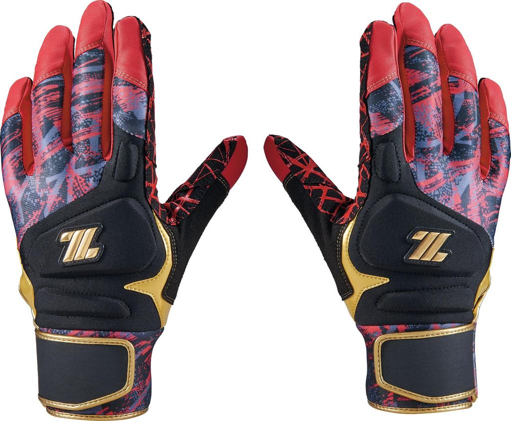 ZETT Baseball Batting Graphic Grip General Black x Red Size M Gloves, Glove, Ambidextrous, Use, (1964), (BG18523B)