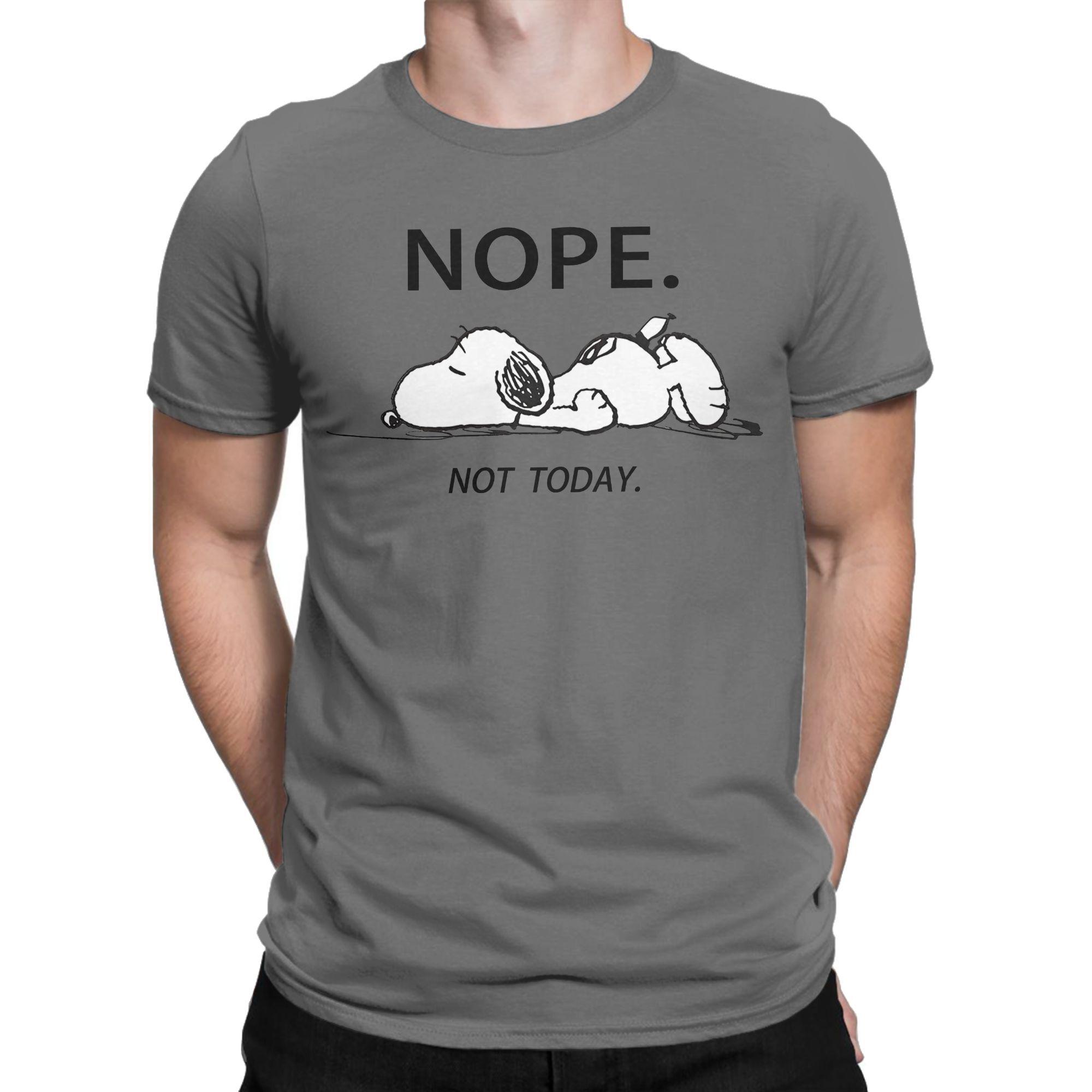 XIXI Fashion Heren Leuke Cartoon Snoopy T-shirts Nope Not Today Katoenen Kleding Coole Korte Mouw Ronde Hals T-shirts 4XL 5XL 6XL T-shirts 4XL