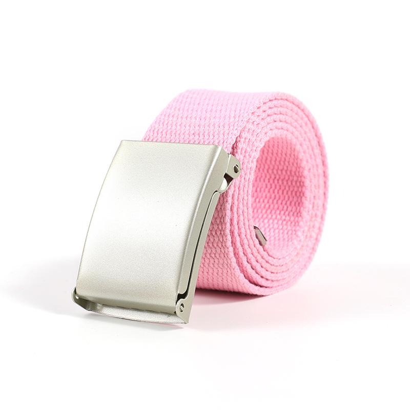 Unisex Universal Webbing Belt with Alloy Buckle - No-Hole Candy Colors, Simple & Versatile Design