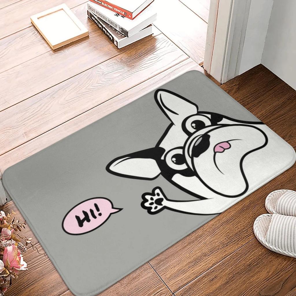 Pop Art Style Carpet  French Bulldog Face Door Mat  Anti Slip French Dog Pet Gift  Kitchen  Bedroom Entrance  Garden Carpet