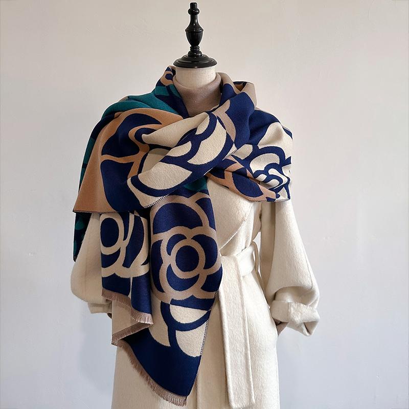 Autumn And Winter  Luxury Design Scarf Women 128*130Cm Windproof Thick Scarf Outdoor Soft Keep Warm Scarf For Lady