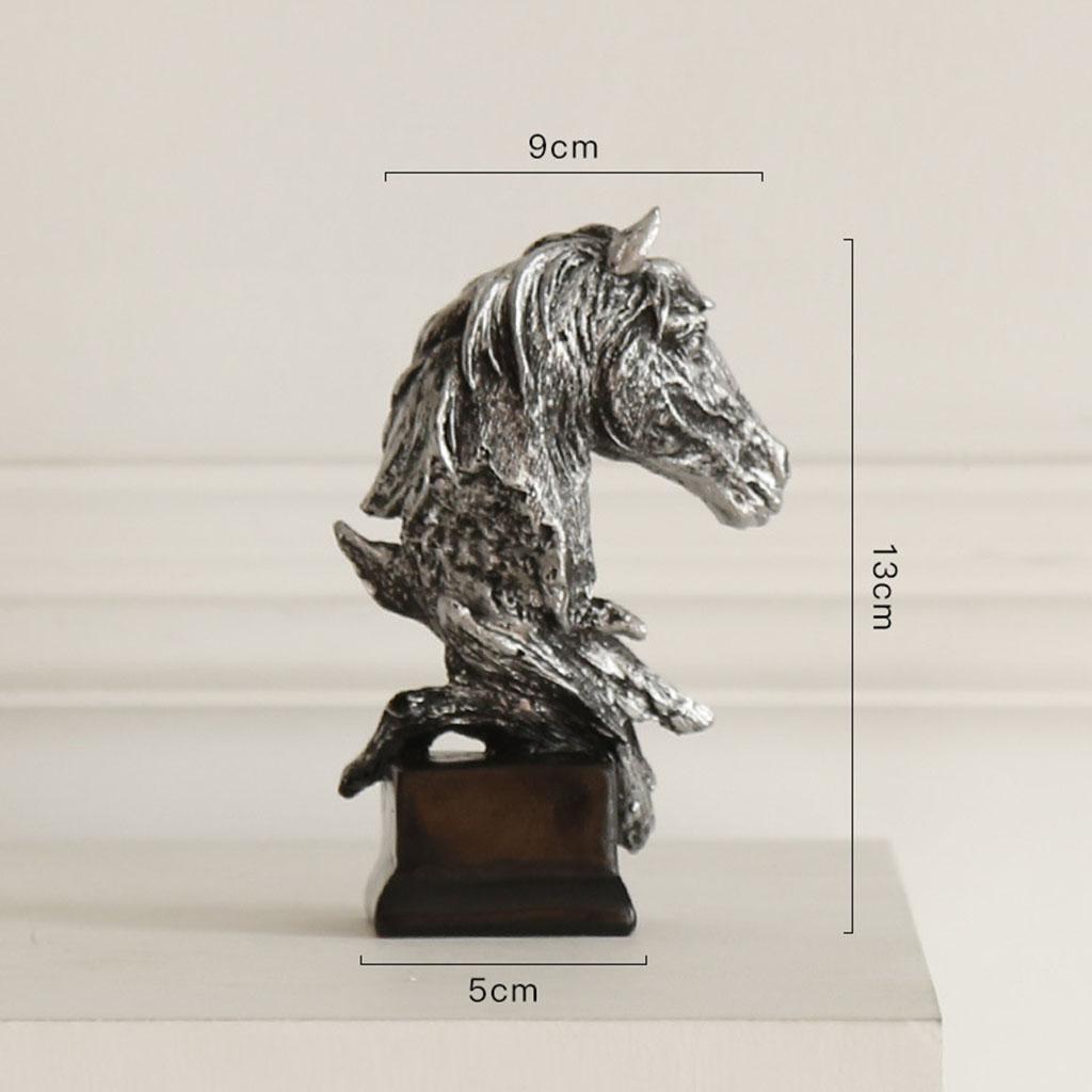 Vintage American Carved Horse Head Statue Statuette Resin Simulation Animal Sculpture Exquisite Crafts Desktop Home Decoration