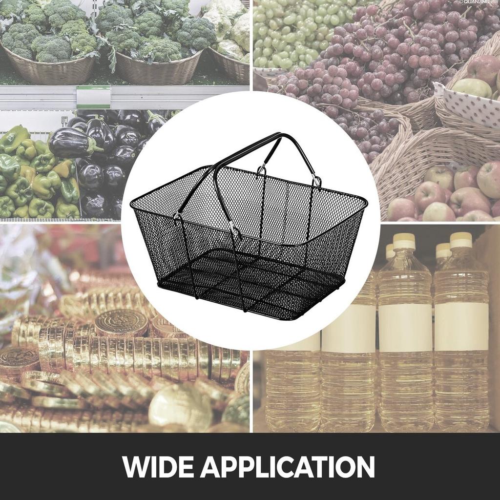 Mesh Shopping Baskets with Handles Metal Shopping Basket 12PCS Portable