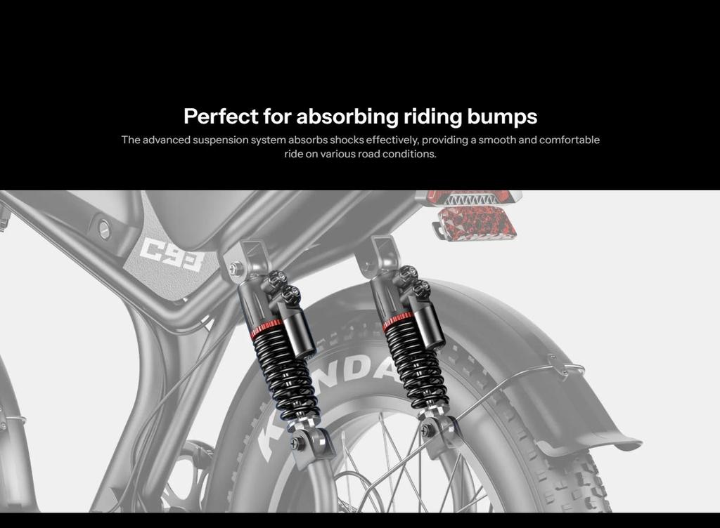 EMOKO C93pro-24 Retro E-bike, 24x4-inch Off-road Fat Tires, 48V 23Ah Battery, Full Suspension System, Hydraulic Brakes.
