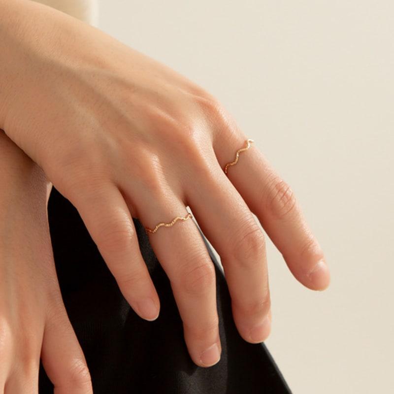 LUNNE 14k Sparkle Wave Silver Ring (14k Gold) #LFR10