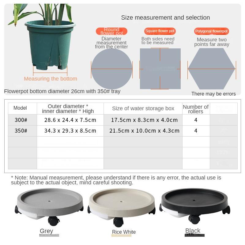 Mobile Flowerpot Tray Universal Wheel Circular Plastic Base Portable and Thick Resin Flowerpot Accessories for Home Use