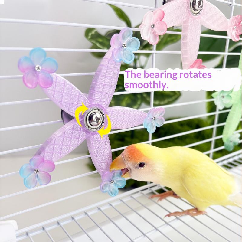 Interactive Rotating Windmill Parrot Relieve Boredom Toy Bird Mental Stimulation Entertainment Gnawing Cage Accessories Toy