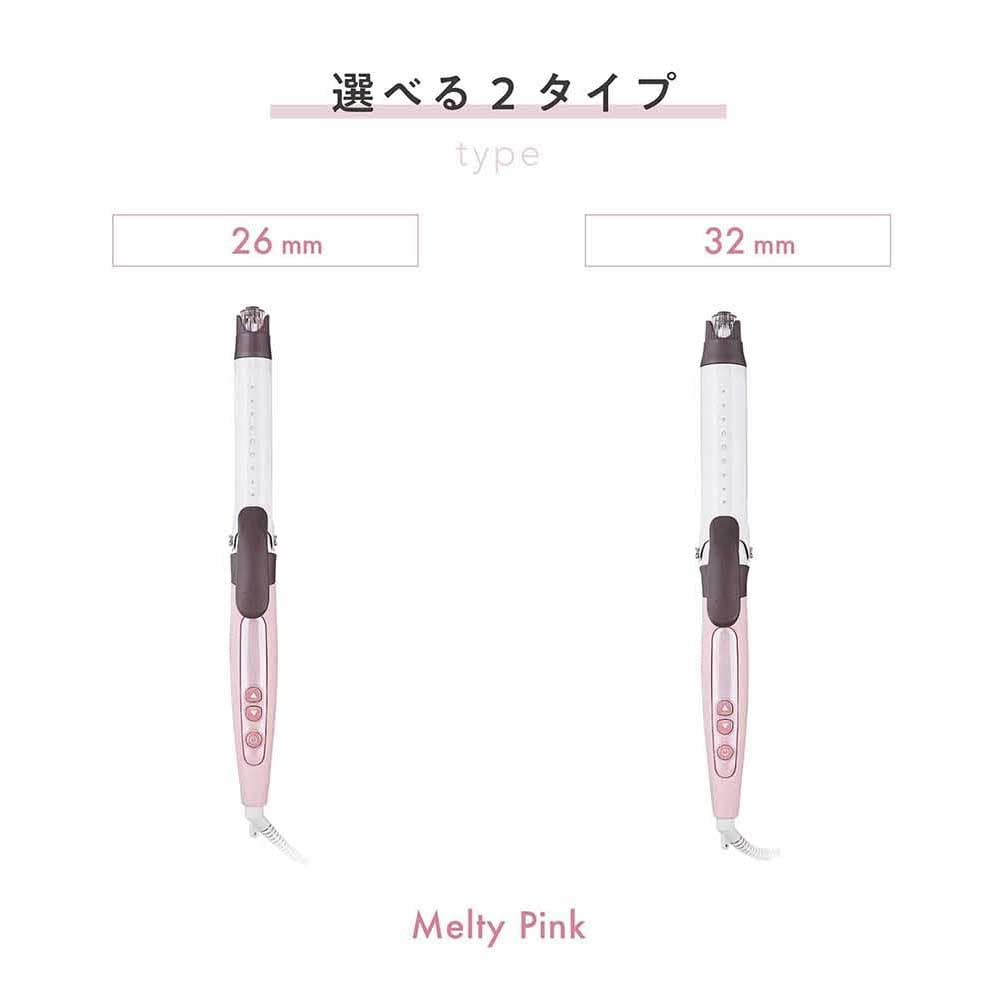 Tescom Hair Iron, 26mm, International Compatible, Steam, Temperature Control/Lock/Memory, Auto-Off, Easy-Disconnect Plug, Melty Pink, TM452A-P