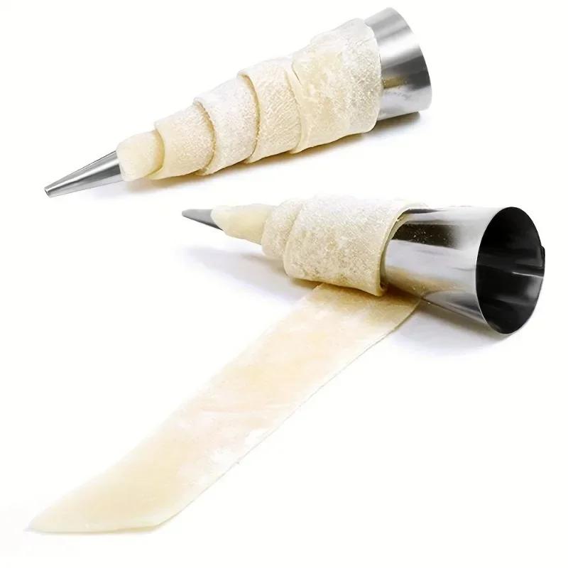 10pcs Stainless Steel Cake Tool Set Croissant Mold Pancake Tube Cone Shaped Baking Mold Kitchen Dessert Tool Cake Bread Mold