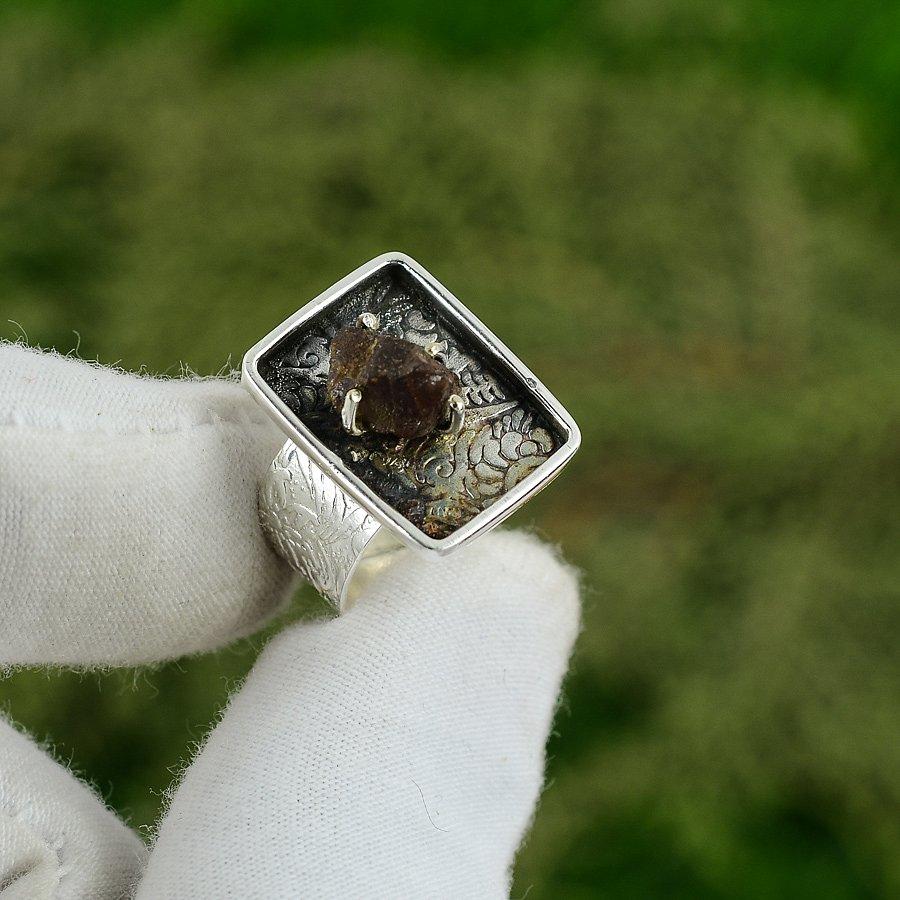 Natural Morganite Rough Gemstone 925 Silver Stackable Adjustable Ring For Women Adjustable