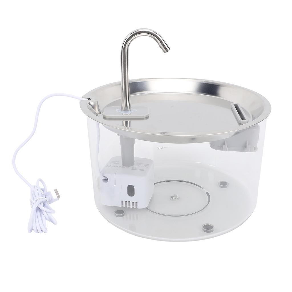 Katzenbrunnen Plastik Edelstahlschale 3L Fassungsvermögen Automatischer Haustierwasserspender Hund