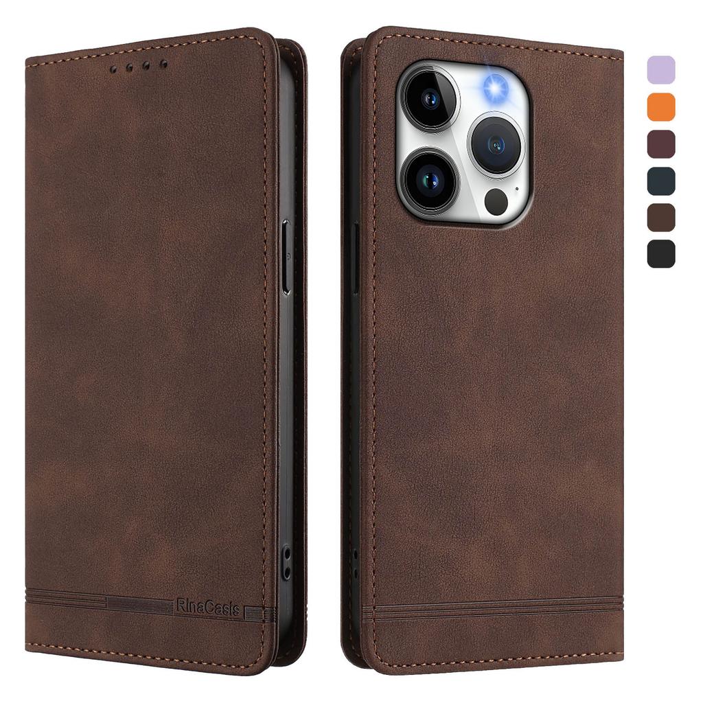 Magnetic Leather Flip Wallet Case, Shockproof Card Slot Protective Cover for iPhone 15 14 13 Pro Max / Pro / Plus Phone Cover
