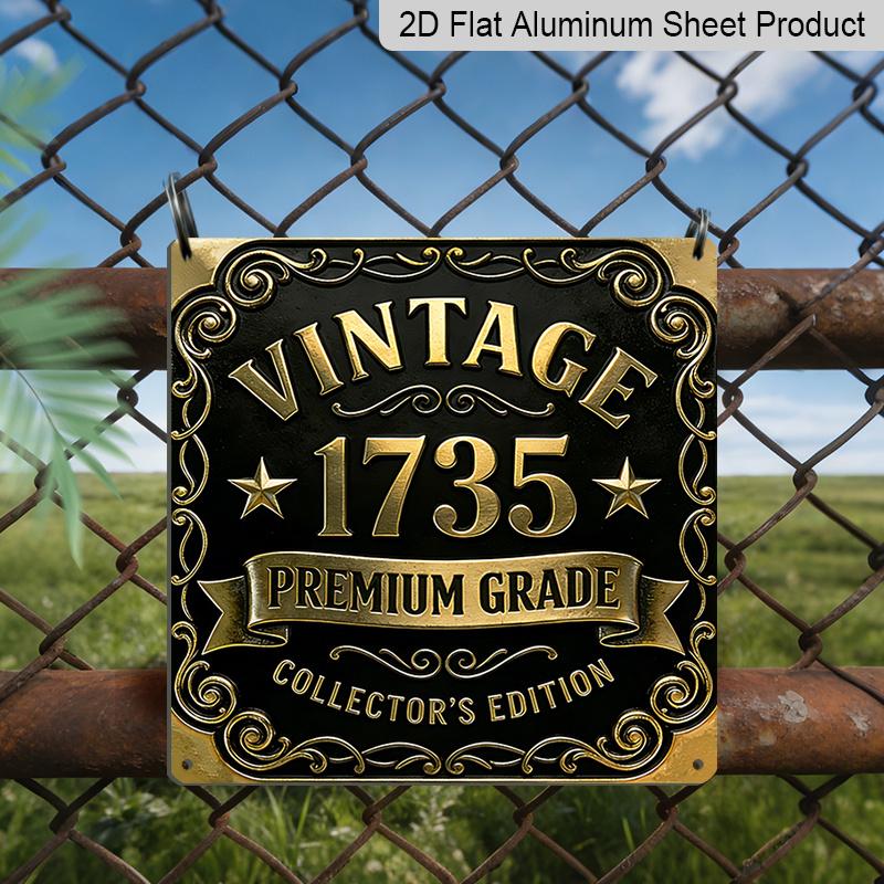 

2D Flat, 1pc Vintage 1735 Limited Edition Collectible Metal Wall Sign - Aluminum Plaque Suitable for Office & Historical Display - Retro Decoration 20*20cm