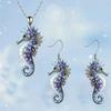 3pcs/set Fashion Dreamy Ocean Seahorse 2D Flat Acrylic Long for Women Funny Glitter Animal Earring Set Necklace Jewelry Gifts