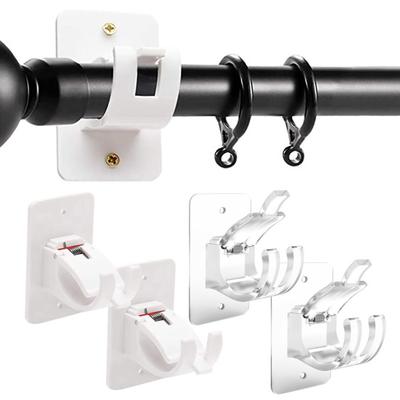 2 Pcs Curtain Rod Hooks Two Installation Ways Self-adhesive No-puching Anti-slip Wall-punching with Nails Great Load Bearing Bedroom Livingroom