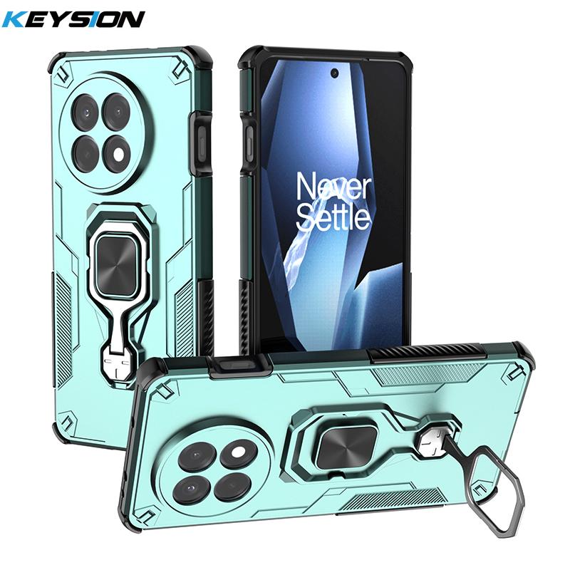 KEYSION Shockproof Case for OnePlus 13R 5G Soft Silicone+PC Upright Metal Ring Stand Phone Back Cover for OnePlus 1+Ace 5 Pro 5G