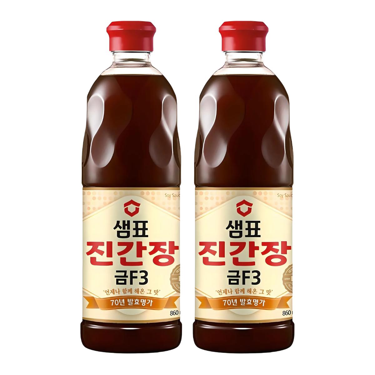 Sempio Jin Sauce Soja Dorée F3 Riche en Umami Assaisonnement Coréen 860ml x 2 Bouteilles