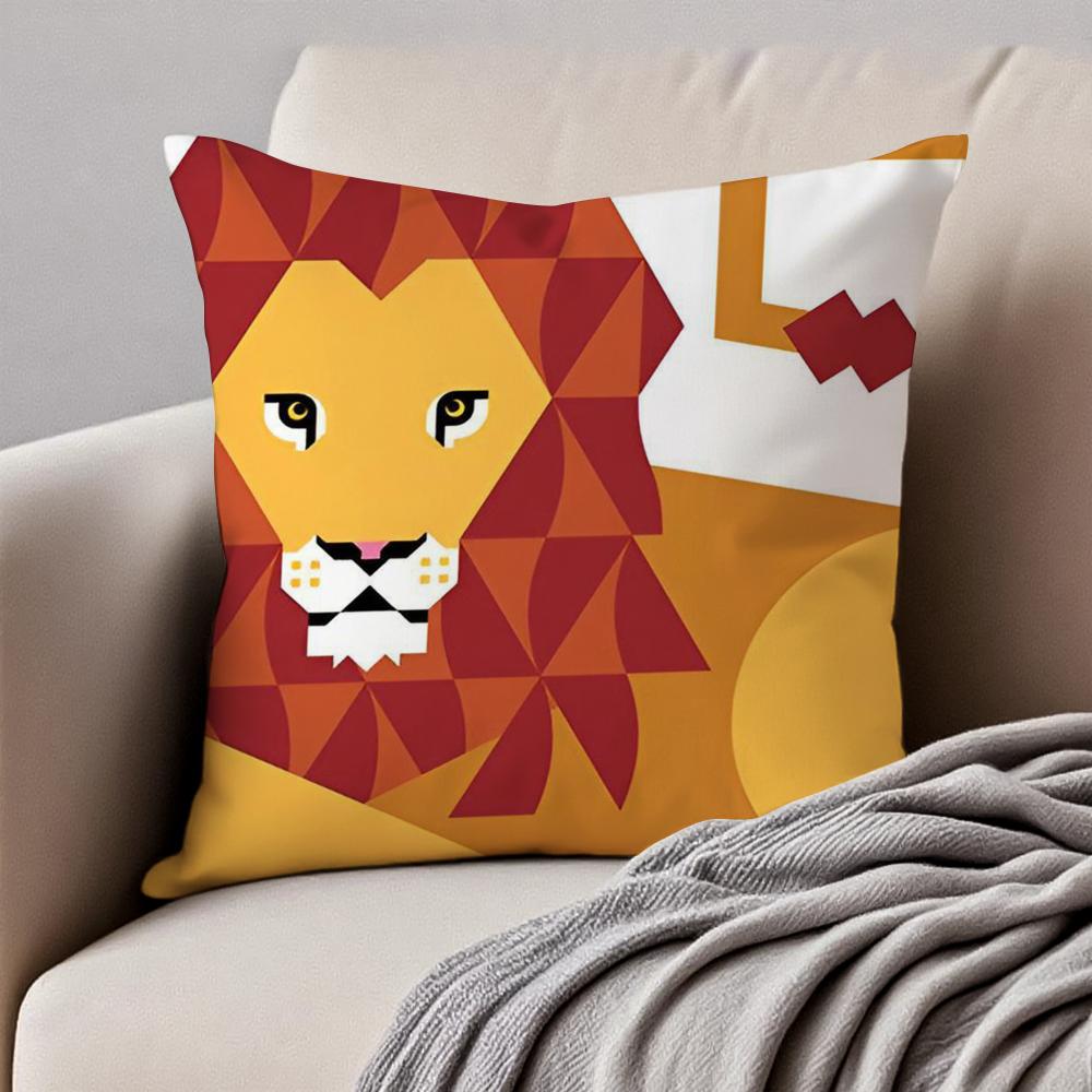 Minimalist Simple Animal Anime Art Cushion Cover Pillowcase Antidustmite Invisible Zipper Short Plush Sofa Cushion