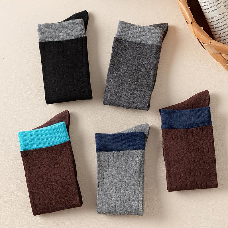 Socks Pure Cotton Stockings Season Tide Color Matching Retro European And American Style Calf Socks Micro-Pressure Thin Stockings