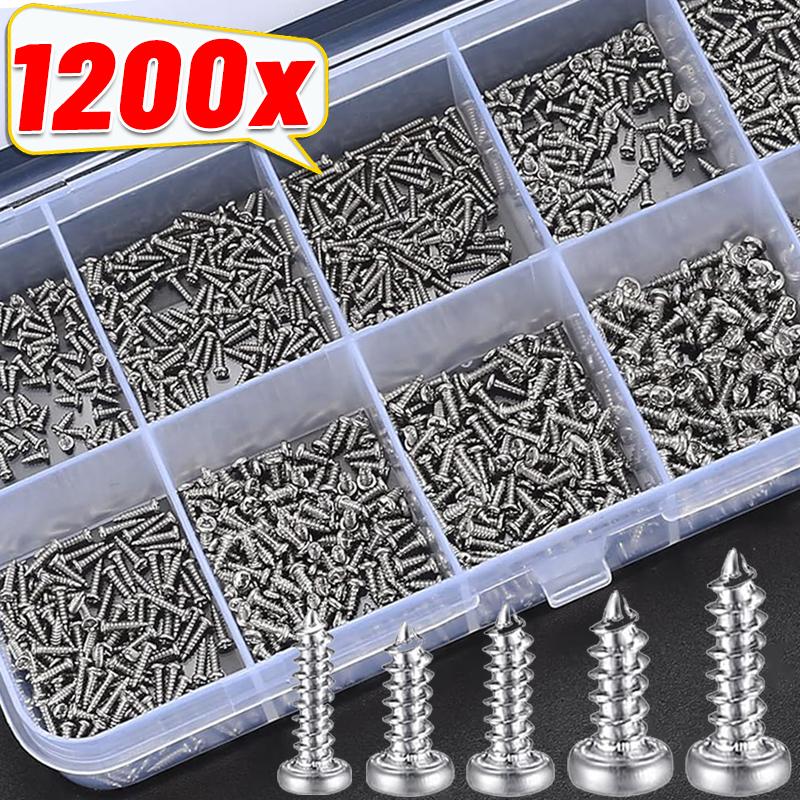 Phillips Pan Head Self-tapping Screws M1/M1.2/M1.4/M1.7 Miniature Screw Fastener Assortment Kit for Sunglasses Electronic Repair