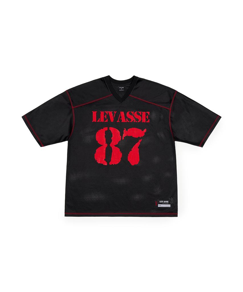 Leubase Mesh Rugby Shirt – Black (Red Logo)