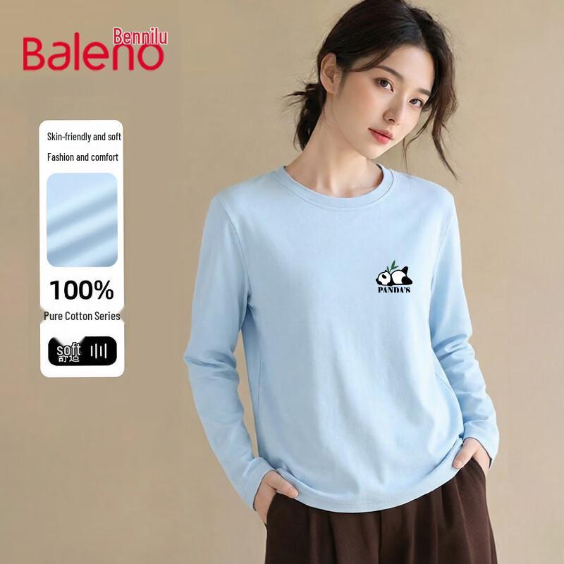 Baleno Women's 100% Cotton Loose Fit Long Sleeve Round Neck T-shirt