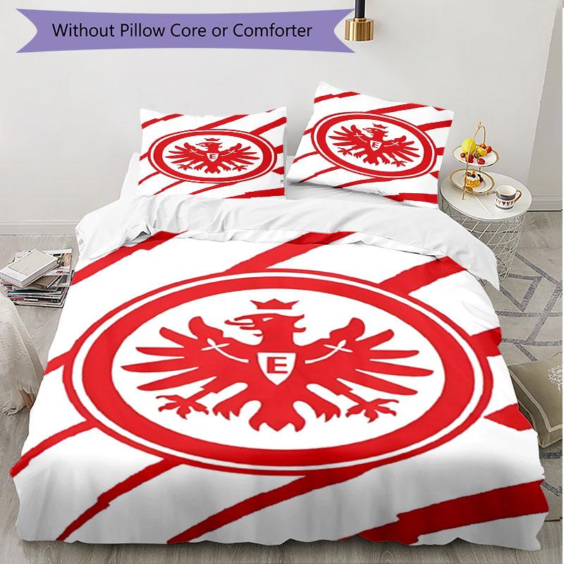 3-teiliges Bettbezug-Set (1 * Bettbezug + 2 * Kissenbezug, ohne Kern), Eintracht Frankfurt Print Weiches Ganzjahres-Bettwäscheset, Heim-Schlafzimmer-Dekoration Geschenk
