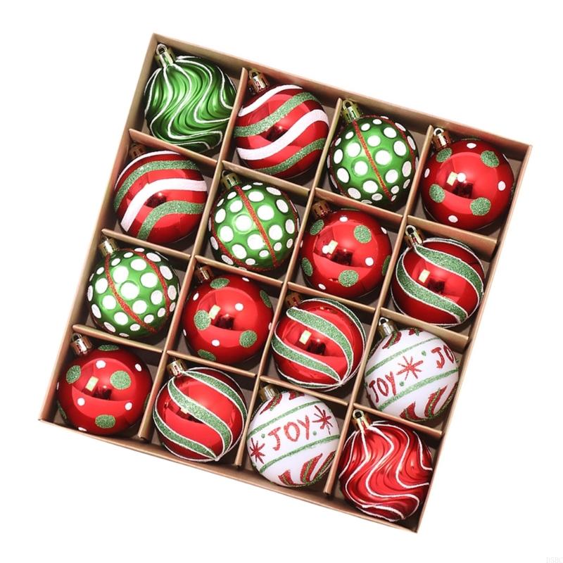 16Pcs Glittering Christmas Ball Baubles Ornament Shatterproof Christmas Tree Hangings Decorations for Winter Holiday