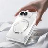 For iPhone Duo Fold Case Transparent Magnetic  rotate stand Protective Back Cover For MagSafe Wireless Charging Phone Shell